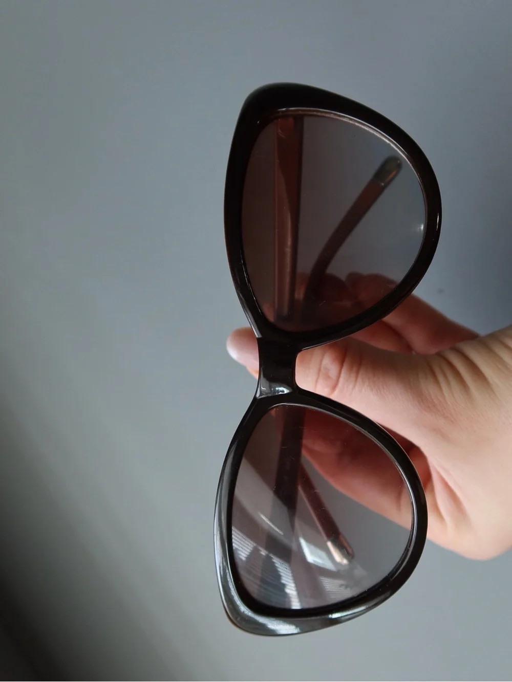 Brown Oversized Cat Eye Sunglasses with Textured Arms